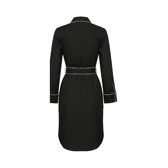 Kirablend Stretch Poplin Collared Shirt Dress with Self-Tie Belt — Office Chic