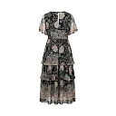 Kirablend Flowy Chiffon V-Neck Tiered Dress with Flutter Sleeves — Vacation-Ready Style