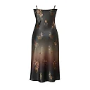 Kirablend Charmeuse Cowl Neck Slip Dress with Damask Print — Cocktail Elegance
