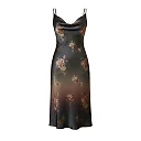 Kirablend Charmeuse Cowl Neck Slip Dress with Damask Print — Cocktail Elegance