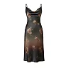 Kirablend Charmeuse Cowl Neck Slip Dress with Damask Print — Cocktail Elegance
