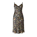Kirablend Matte Satin Cowl Neck Slip Dress with Paisley Elegance — Resort Ready