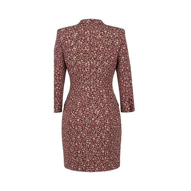 Kirablend Soft Crepe V-Neck Blazer Dress with Padded Shoulders for Office Chic
