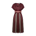 Kirablend Matte Satin V-Neck Drop-Waist Dress with Flutter Sleeves — Cocktail-Ready Style