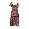 Kirablend Georgette Sweetheart Tiered Dress with Flutter Sleeves — Vacation Ready