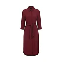 Kirablend Crepe Shirt Collar Midi Shirt Dress with Tie Waist — Office-Ready Elegance