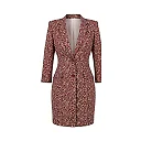 Kirablend Soft Crepe V-Neck Blazer Dress with Padded Shoulders for Office Chic