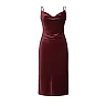 Kirablend Velvet Cowl Neck Slip Dress with Champagne Accent Stitching — Cocktail Elegance