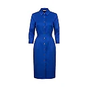 Kirablend Crepe Shirt Collar Midi Shirt Dress with Tie Waist — Office-Ready Elegance
