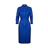 Kirablend Crepe Shirt Collar Midi Shirt Dress with Tie Waist — Office-Ready Elegance