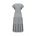 Kirablend Tencel/Lyocell Square Neck Tiered Dress with Flutter Sleeves — Resort-Ready Elegance