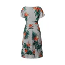 Kirablend Crepe Boat Neck Pleated Dress with Flutter Sleeves — Office Elegance