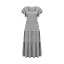 Kirablend Tencel/Lyocell Square Neck Tiered Dress with Flutter Sleeves — Resort-Ready Elegance