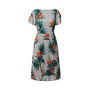 Kirablend Crepe Boat Neck Pleated Dress with Flutter Sleeves — Office Elegance