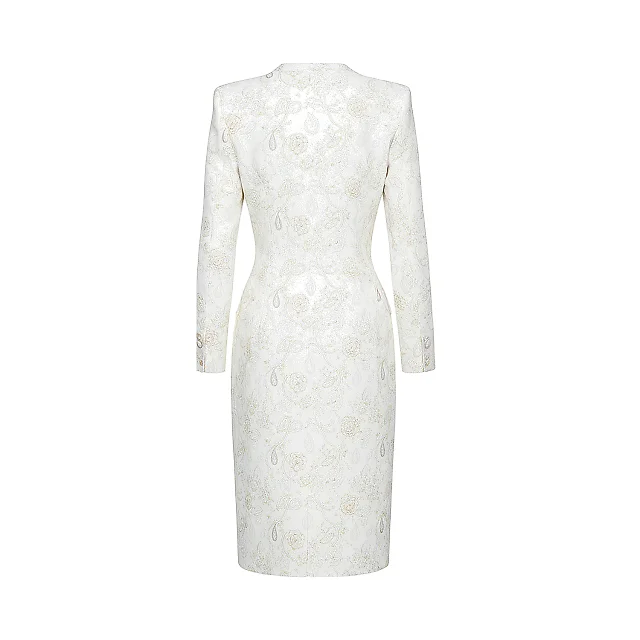 Kirablend Soft Crepe V-Neck Blazer Dress with Paisley Print — Office Elegance