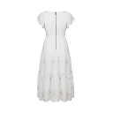 Kirablend Linen Blend Sweetheart Tiered Dress with Flutter Sleeves — Resort Ready Style