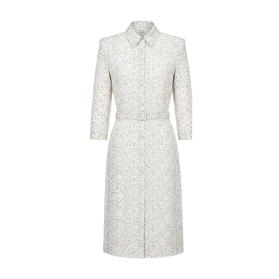 Kirablend Crepe Collared Shirt Dress with Button Front for Work Days