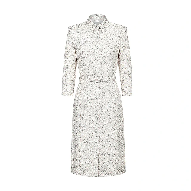Kirablend Crepe Collared Shirt Dress with Button Front for Work Days