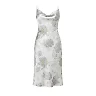 Kirablend Matte Satin Cowl Neck Slip Dress with Paisley Design — Cocktail Elegance