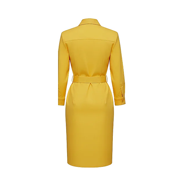 Kirablend Stretch Poplin Collared Shirt Dress with 3/4 Sleeves — Office-Ready Style