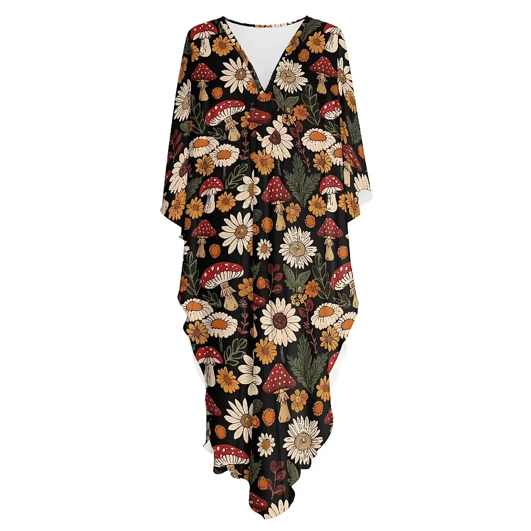 Kirablend Kai Printed Batwing Kaftan Beach Cover-Up Dress