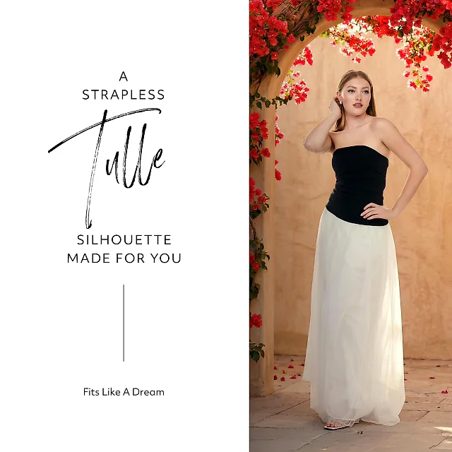 Kirablend Fleur Strapless Tulle Drop-Waist Gown