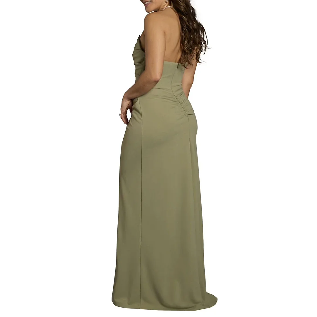 Kirablend Blair Crepe Sculpted-Neckline Maxi Sheath Dress
