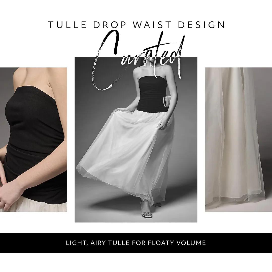 Kirablend Fleur Strapless Tulle Drop-Waist Gown