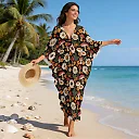 Kirablend Kai Printed Batwing Kaftan Beach Cover-Up Dress