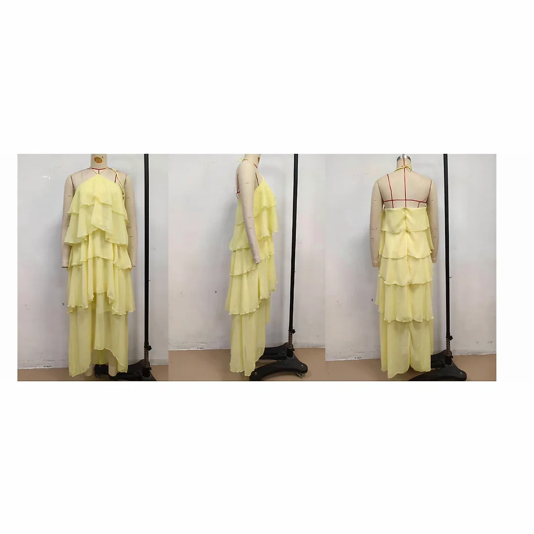 Kirablend Vela Halter Backless Peplum Maxi Dress