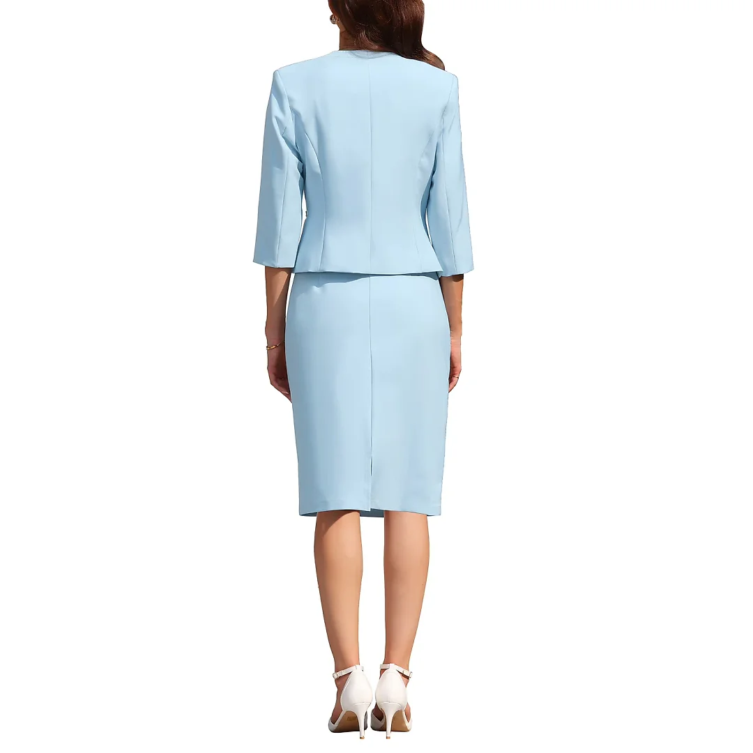 Kirablend Elodie One-Button Blazer & Midi Pencil Skirt Set
