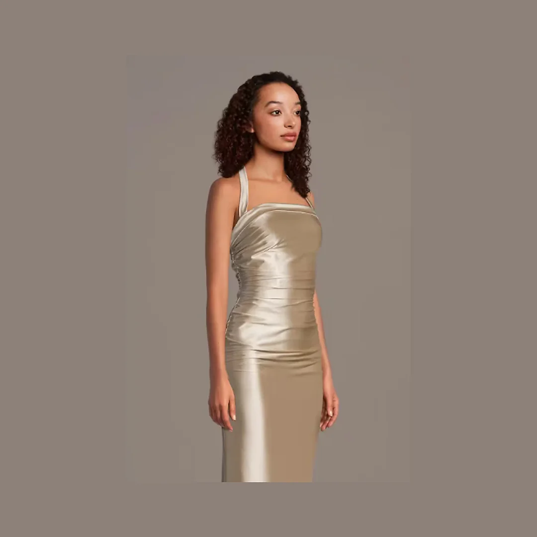 Kirablend Ivy Sculpting Satin Halter Mini Sheath Dress