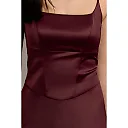 Kirablend Celeste Stretch Satin Basque-Waist Maxi Sheath Dress