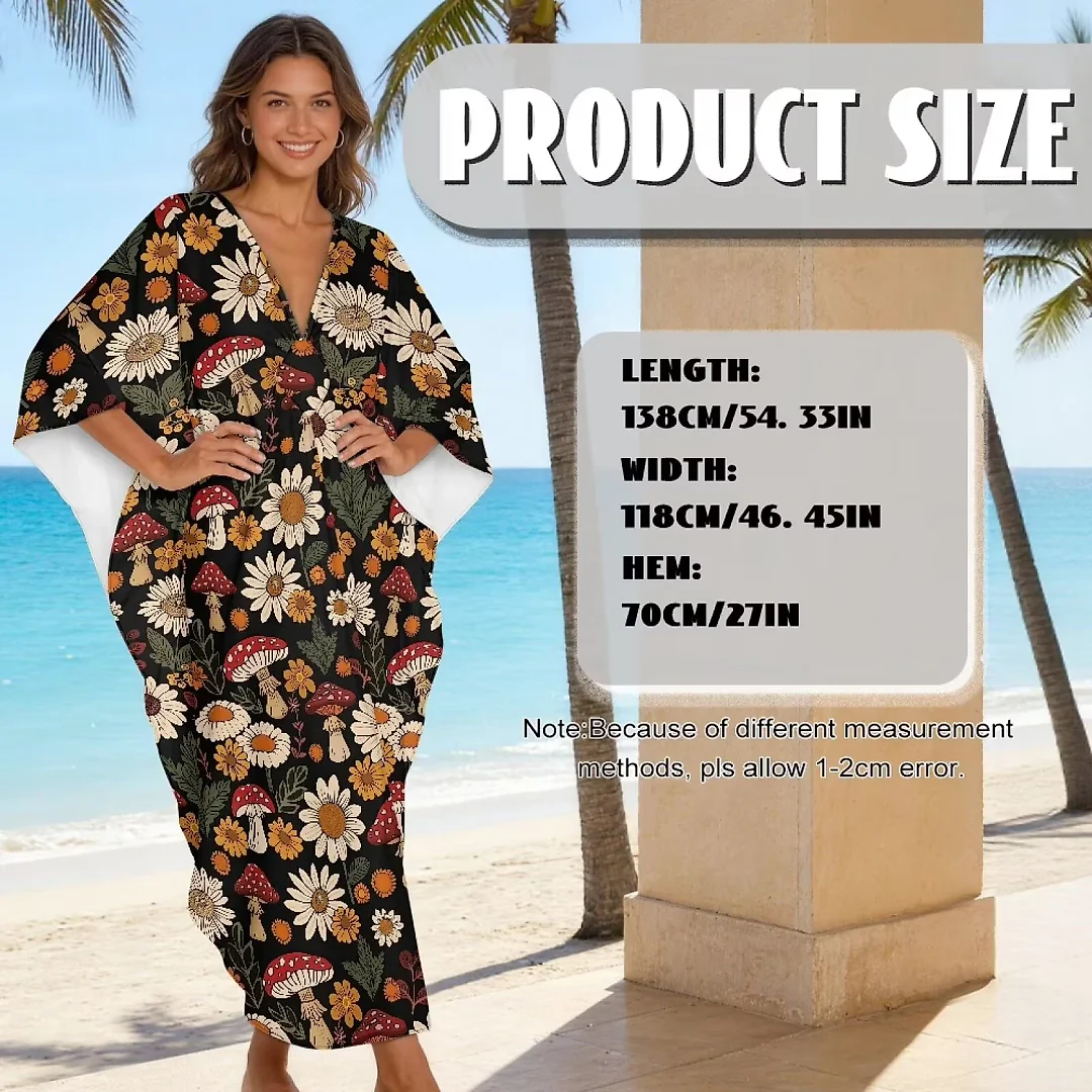 Kirablend Kai Printed Batwing Kaftan Beach Cover-Up Dress