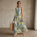 Kirablend Mira Printed Sleeveless A-Line Maxi Sundress with Pockets