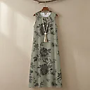 Kirablend Nalani Linen-Look Sleeveless Maxi Dress with Pockets