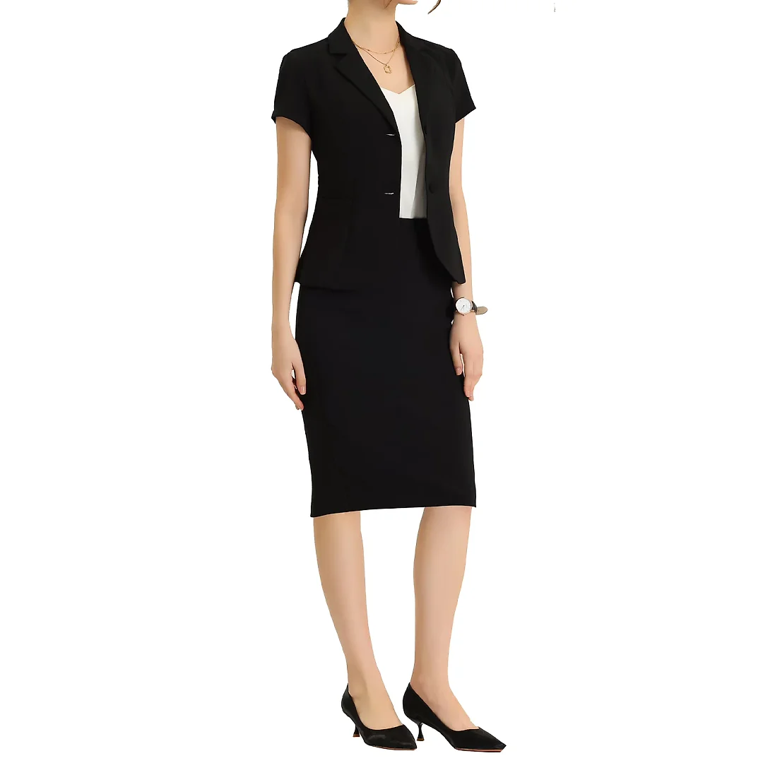 Kirablend Reese Short-Sleeve Blazer & Pencil Skirt Office Set