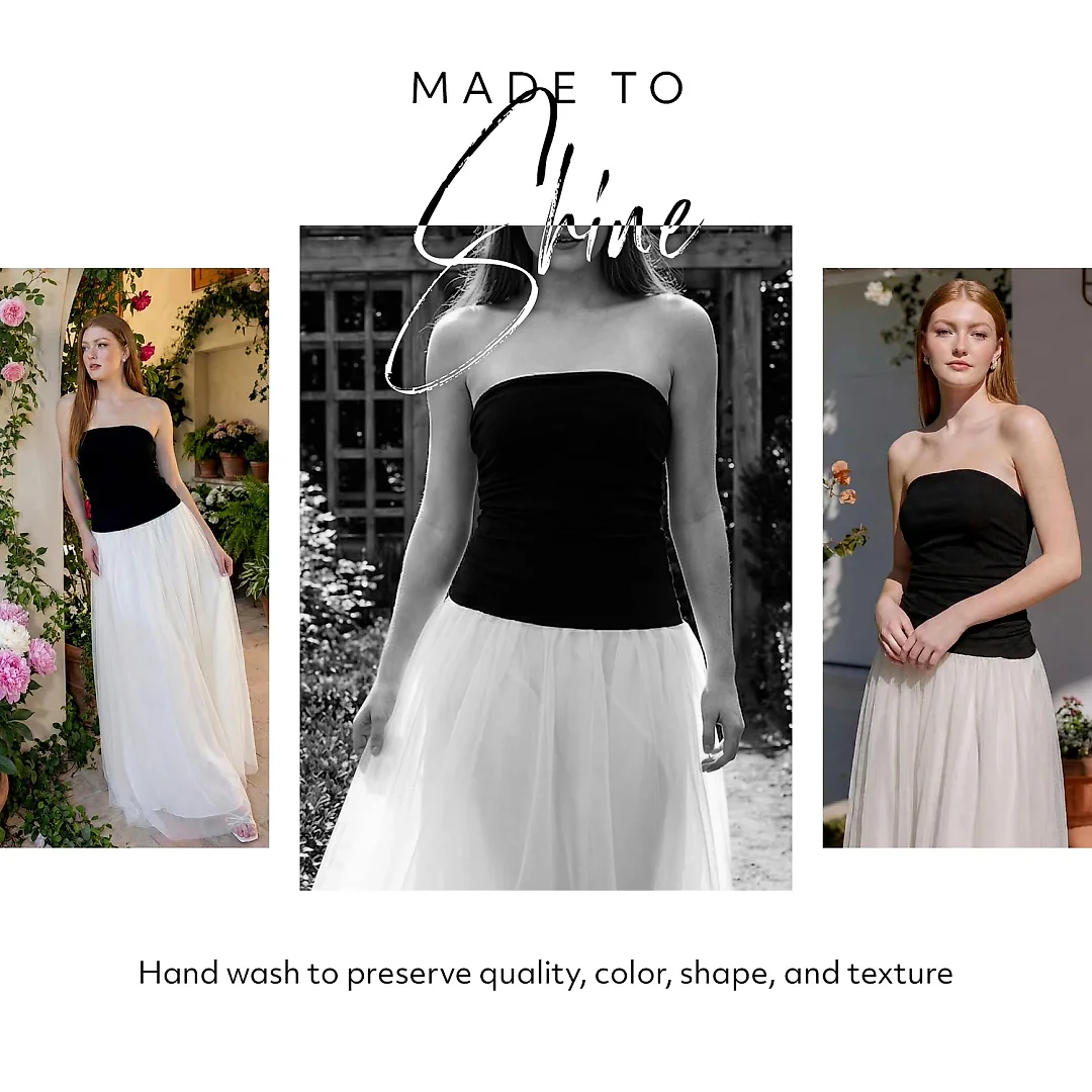 Kirablend Fleur Strapless Tulle Drop-Waist Gown