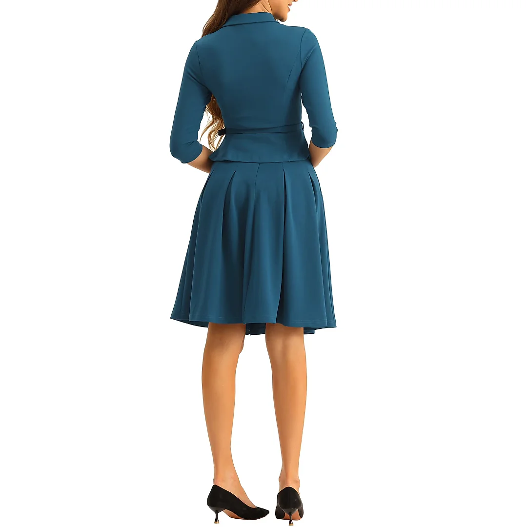 Kirablend Sloane Belted Blazer & Pleated Skirt Two-Piece Set