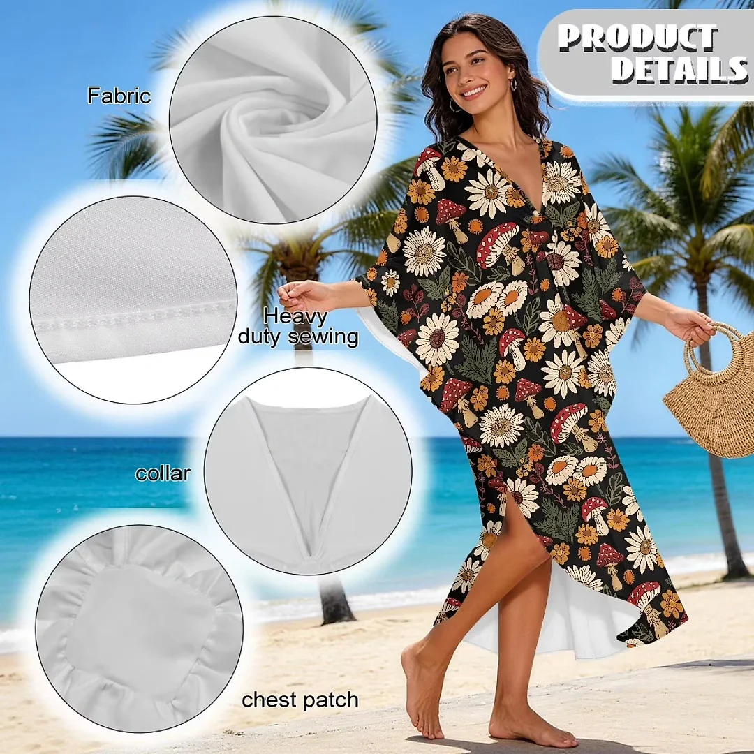 Kirablend Kai Printed Batwing Kaftan Beach Cover-Up Dress
