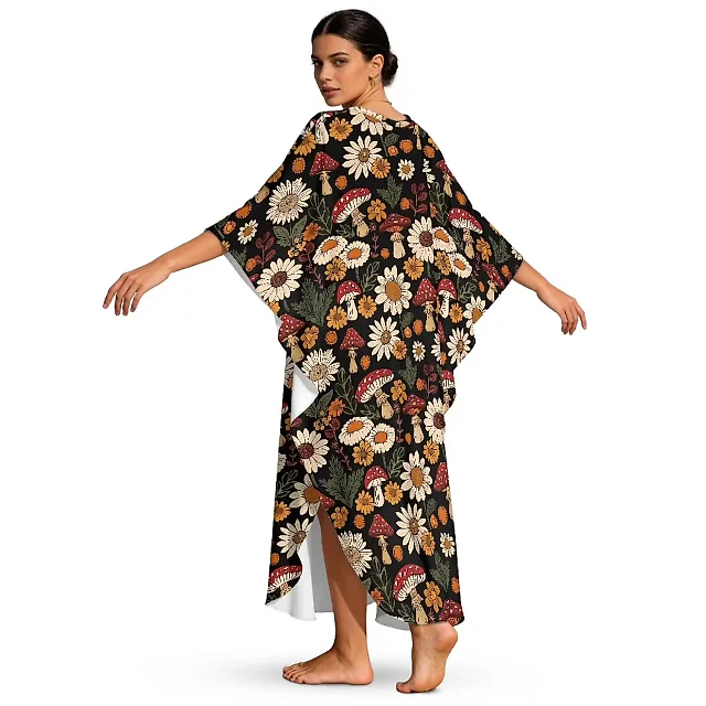 Kirablend Kai Printed Batwing Kaftan Beach Cover-Up Dress