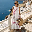 Kirablend Hana Botanical Print Sleeveless Maxi Dress with Pockets