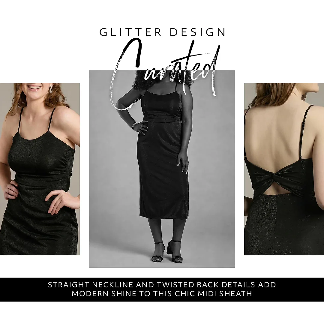 Kirablend Vesper Shimmer Twist-Back Midi Sheath Dress