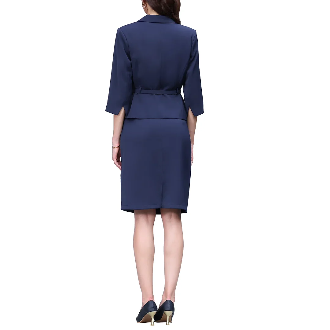 Kirablend Greta Belted Blazer & High-Waist Pencil Skirt Suit