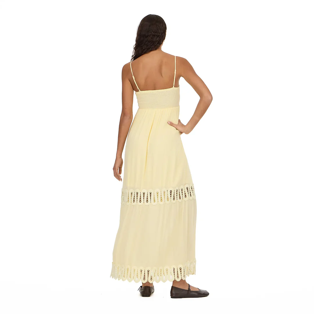 Kirablend Talia Lace-Yoke Tiered Sleeveless Maxi Dress
