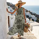 Kirablend Nalani Linen-Look Sleeveless Maxi Dress with Pockets