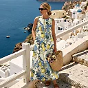 Kirablend Mira Printed Sleeveless A-Line Maxi Sundress with Pockets