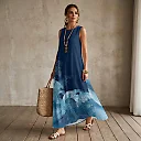 Kirablend Marisol Linen-Look Crewneck Tank Maxi Dress