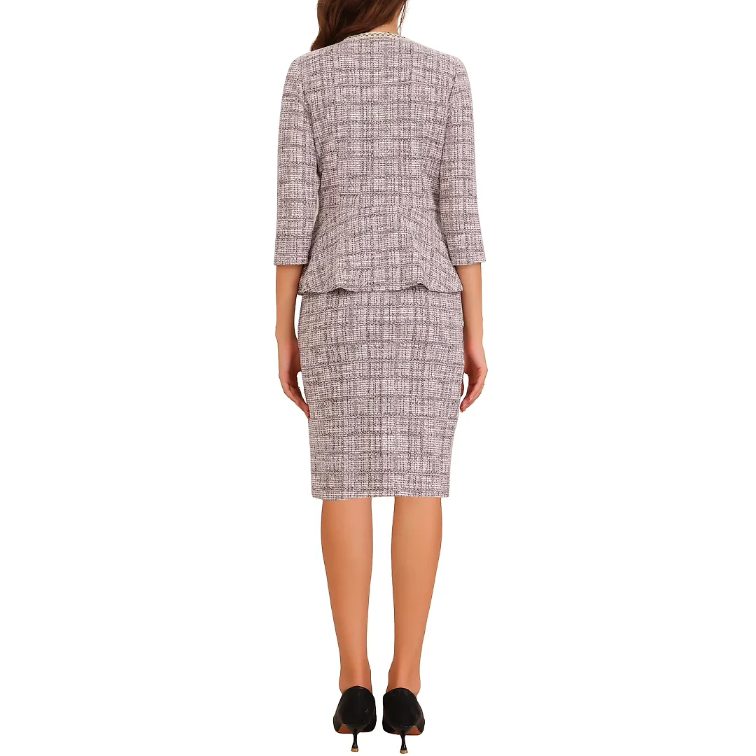 Kirablend Wren Tweed Jacket & Pencil Skirt Two-Piece Set