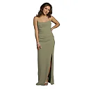 Kirablend Blair Crepe Sculpted-Neckline Maxi Sheath Dress